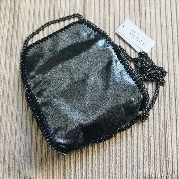 PETA-Approved Vegan Charcoal Chained Evening Bag (Last One) - Picture 7 of 8